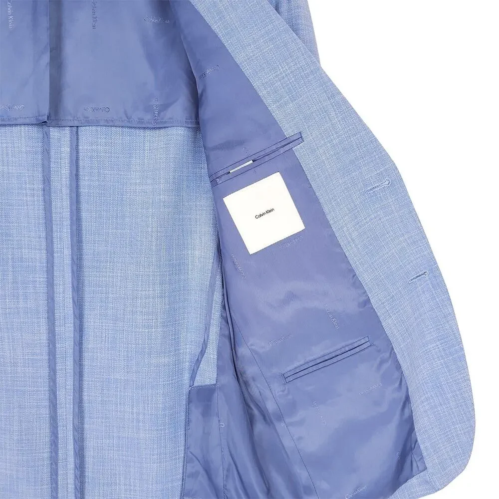 Calvin Klein Mens Slim Fit Sport Coat Blazer 38R Light Blue Solid Stretch NWT